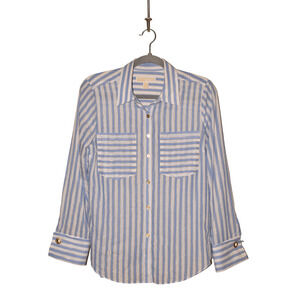 MICHAEL KORS $79 Metallic Stripe Grommet Cuff‎ Button Down Shirt Medium